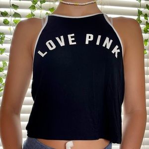 A black “love pink” top from pink!